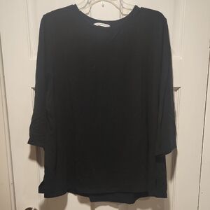 Isaac Mizrahi Black Long Sleeve Top